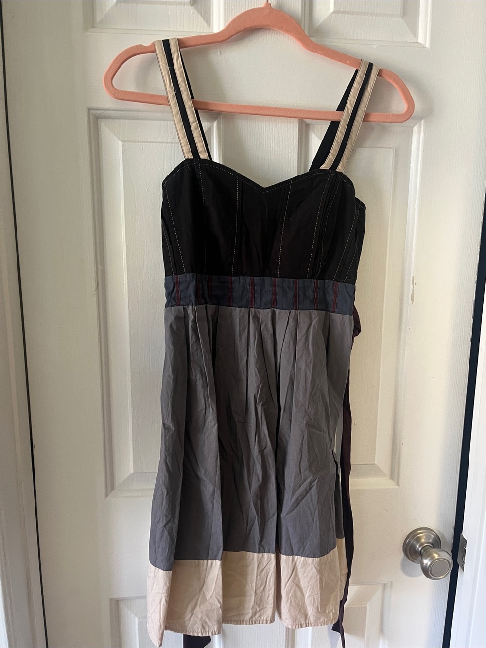 silence + noise Colorblock Mini Dress in Black, Gray, Cream